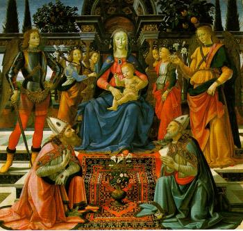 Domenico Ghirlandaio Madonna and Child enthroned with Saint